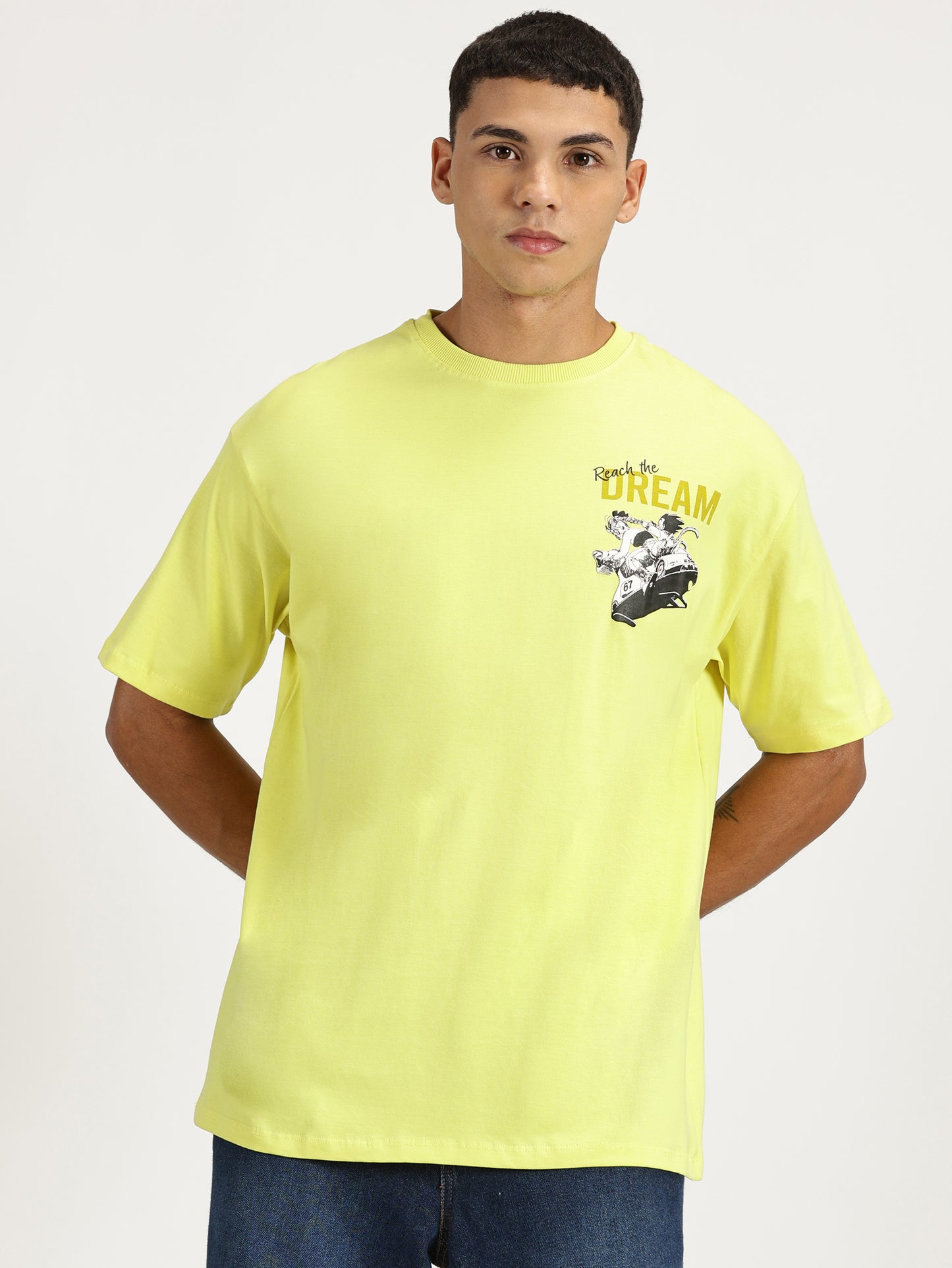 DREAM PUFF PRINTED YELLOW OVERSIZED TSHIRT