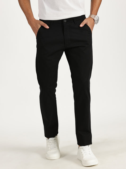 MEN'S BLACK REGULAR FIT TROUSER WITH CROSS POCKET