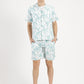 ABSTRACT PRINTED WHITE-GREEN CO-ORDS SET