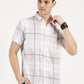 GREY CHECKERED CLASSIC COLLAR HALF SLEEVE SHIRT