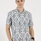 IKAAT PRINTED WHITE BLUE CLASSIC COLLAR HALF SLEEVE OVERSIZE SHIRT