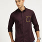 POCKET EMBROIDED PURPLE CLASSIC COLLAR FULL SLEEVE SHIRT