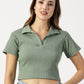 STRETCHABLE POLO CROP TOP