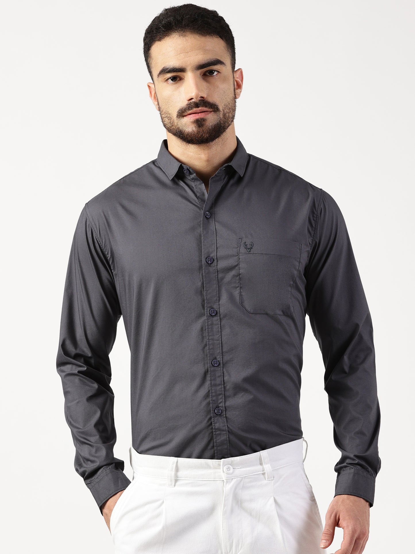 MEN SMART FIT SHIRT WITH SPREAD COLLAR