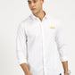 MOUSTACHE EMBROIDERED WHITE CLASSIC COLLAR FULL SLEEVE SHIRT