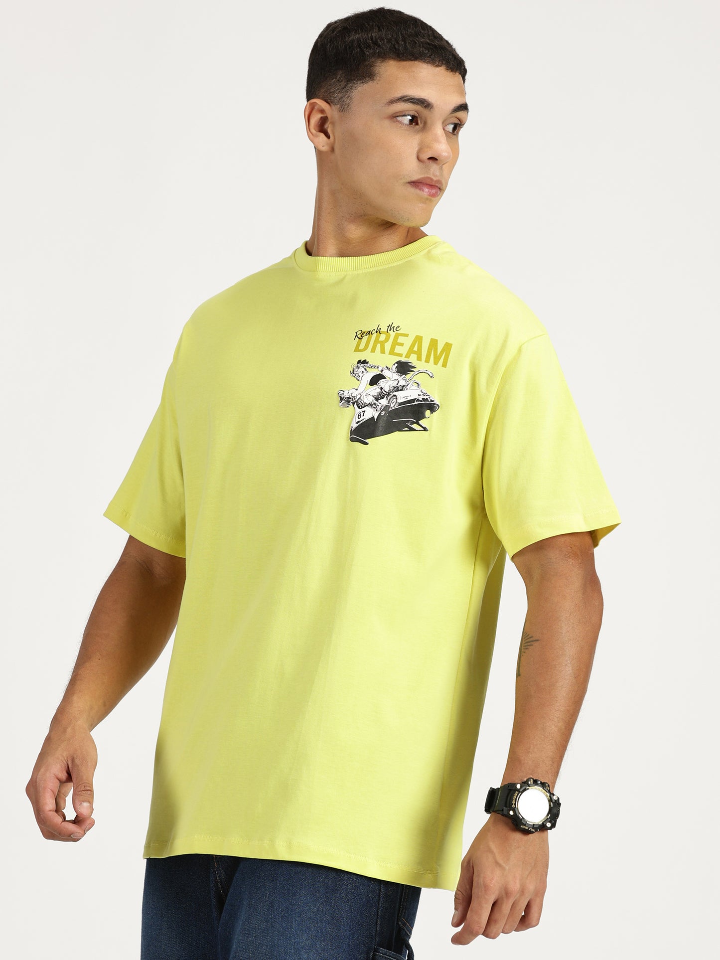 DREAM PUFF PRINTED YELLOW OVERSIZED TSHIRT