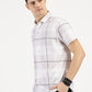 GREY CHECKERED CLASSIC COLLAR HALF SLEEVE SHIRT