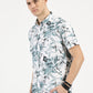 FLORAL PRINTED TEAL GREEN CLASSIC COLLAR HALF SLEEVE SHIRT