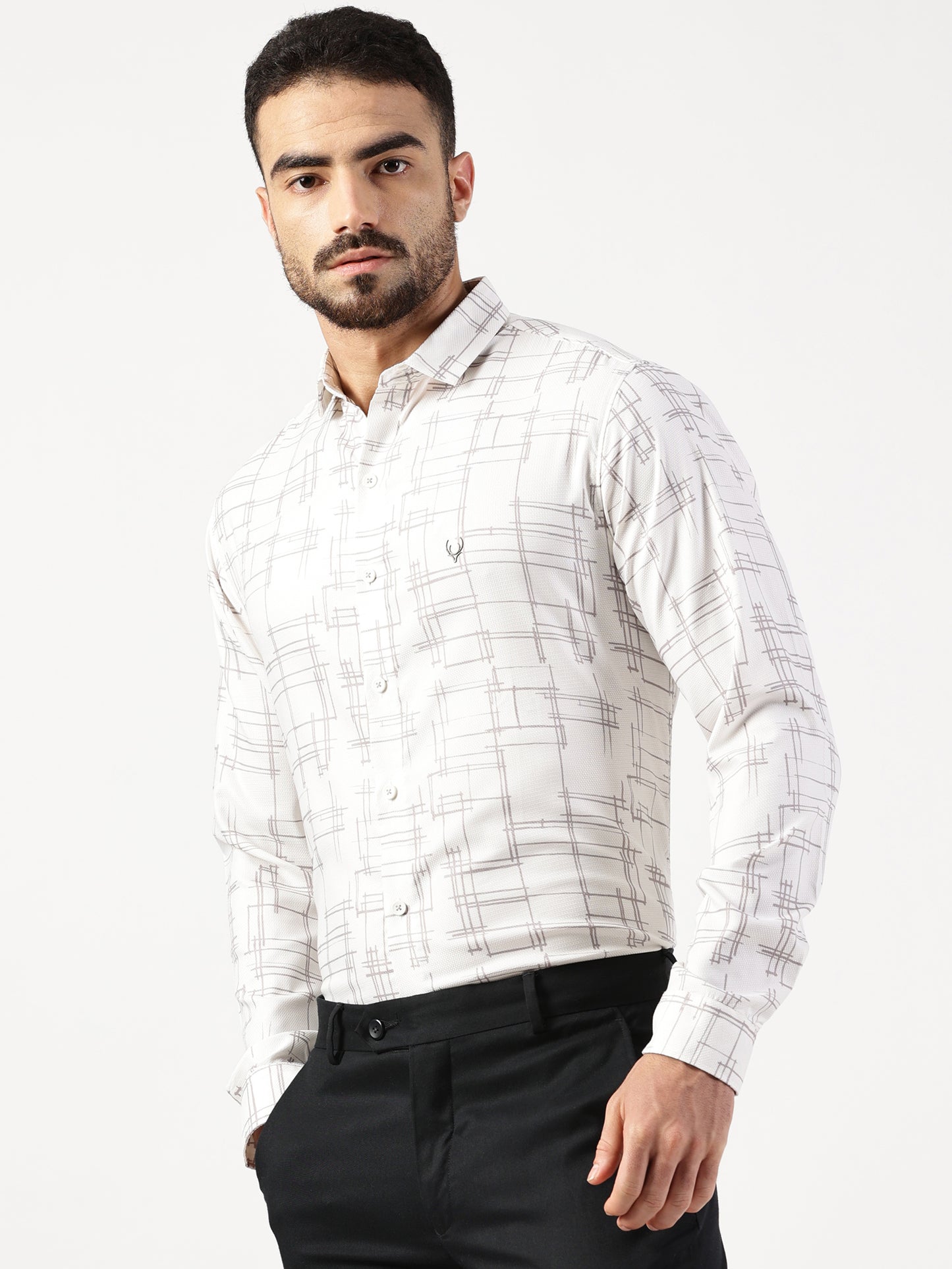 MEN PRINTED SMART FIT SHIRT WITH SPRADE COLLAR