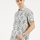 IKAAT PRINTED WHITE GREY CLASSIC COLLAR HALF SLEEVE OVERSIZE SHIRT