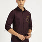 POCKET EMBROIDED PURPLE CLASSIC COLLAR FULL SLEEVE SHIRT