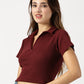 STRETCHABLE POLO CROP TOP