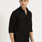 BLACK SOLID CLASSIC COLLAR FULL SLEEVE SHIRT