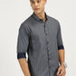 SHELL PRINTED BLUE BLACK CLASSIC COLLAR FULL SLEEVE SHIRT