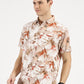 ABSTRACT FLOWER PRINTED CLASSIC COLLAR HALF SLEEVE SHIRT