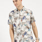 ABSTRACT FLOWER PRINTED CLASSIC COLLAR HALF SLEEVE SHIRT