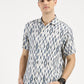 IKAAT PRINTED WHITE BLUE CLASSIC COLLAR HALF SLEEVE OVERSIZE SHIRT