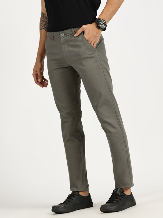 MEN'S MEDIUM GREY REGULAR FIT TROUSER WITH STRAIGHT POCKET