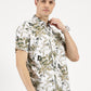 FLORAL PRINTED KHAKI CLASSIC COLLAR HALF SLEEVE SHIRT