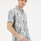 IKAAT PRINTED WHITE BLUE CLASSIC COLLAR HALF SLEEVE OVERSIZE SHIRT