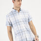 BLUE CHECKERED CLASSIC COLLAR HALF SLEEVE SHIRT