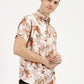 ABSTRACT FLOWER PRINTED CLASSIC COLLAR HALF SLEEVE SHIRT