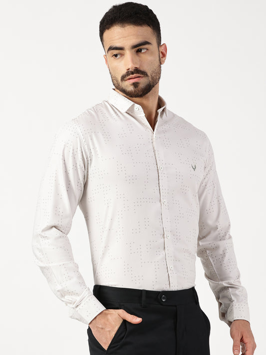 MEN PRINTED SMART FIT SHIRT WITH SPRADE COLLAR