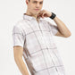 GREY CHECKERED CLASSIC COLLAR HALF SLEEVE SHIRT