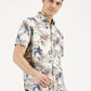 ABSTRACT FLOWER PRINTED CLASSIC COLLAR HALF SLEEVE SHIRT