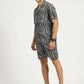 ABSTRACT PRINTED BLACK-GREY CO-ORDS SET