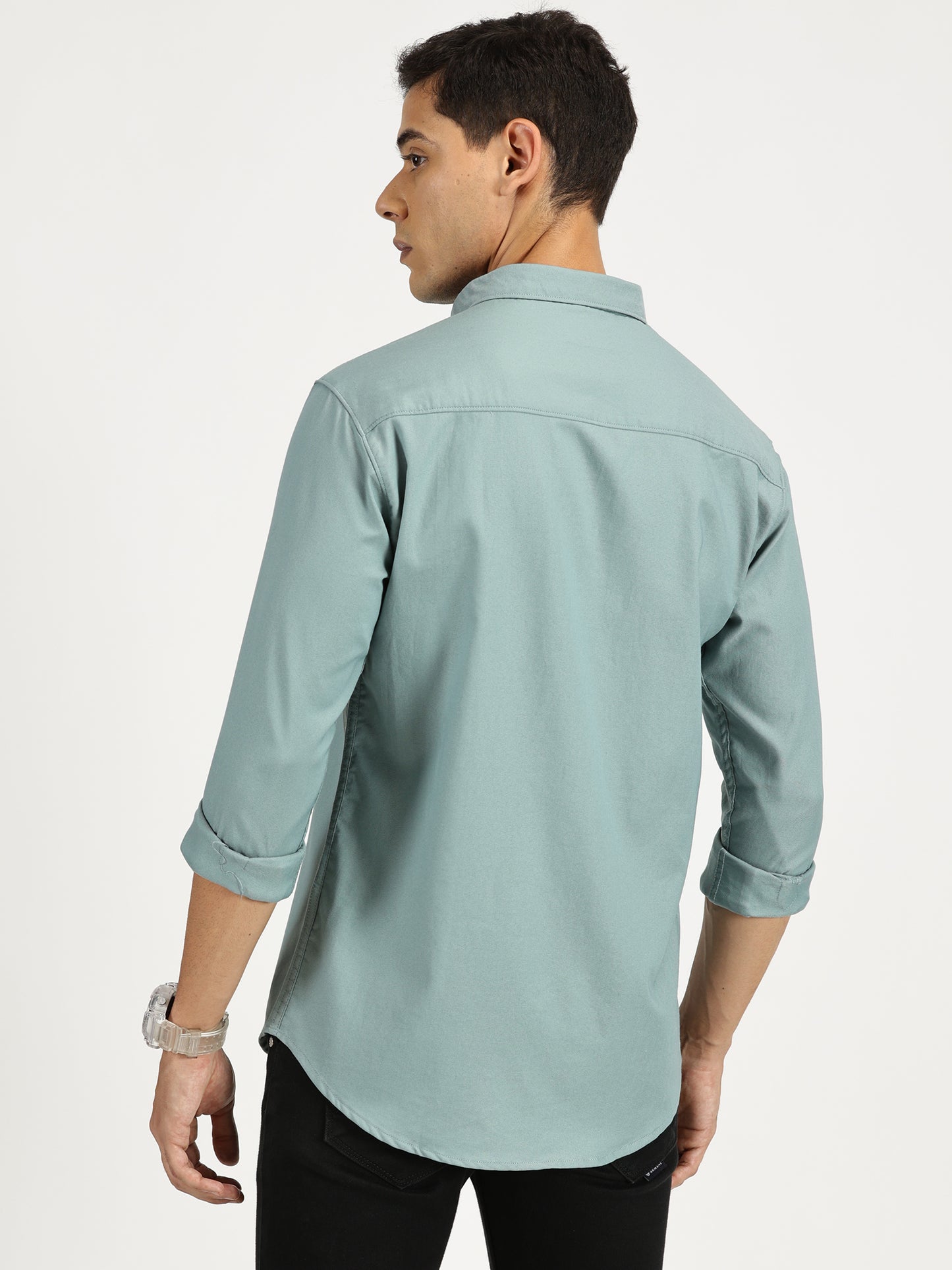 SEA GREEN SOLID CLASSIC COLLAR FULL SLEEVE SHIRT