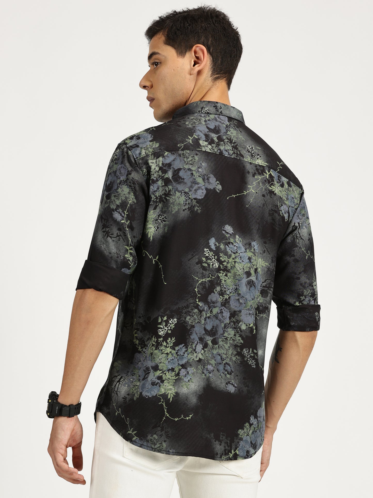 FLOWER FOIL PRINTED CLASSIC COLLAR FULL SLEEVE SHIRT