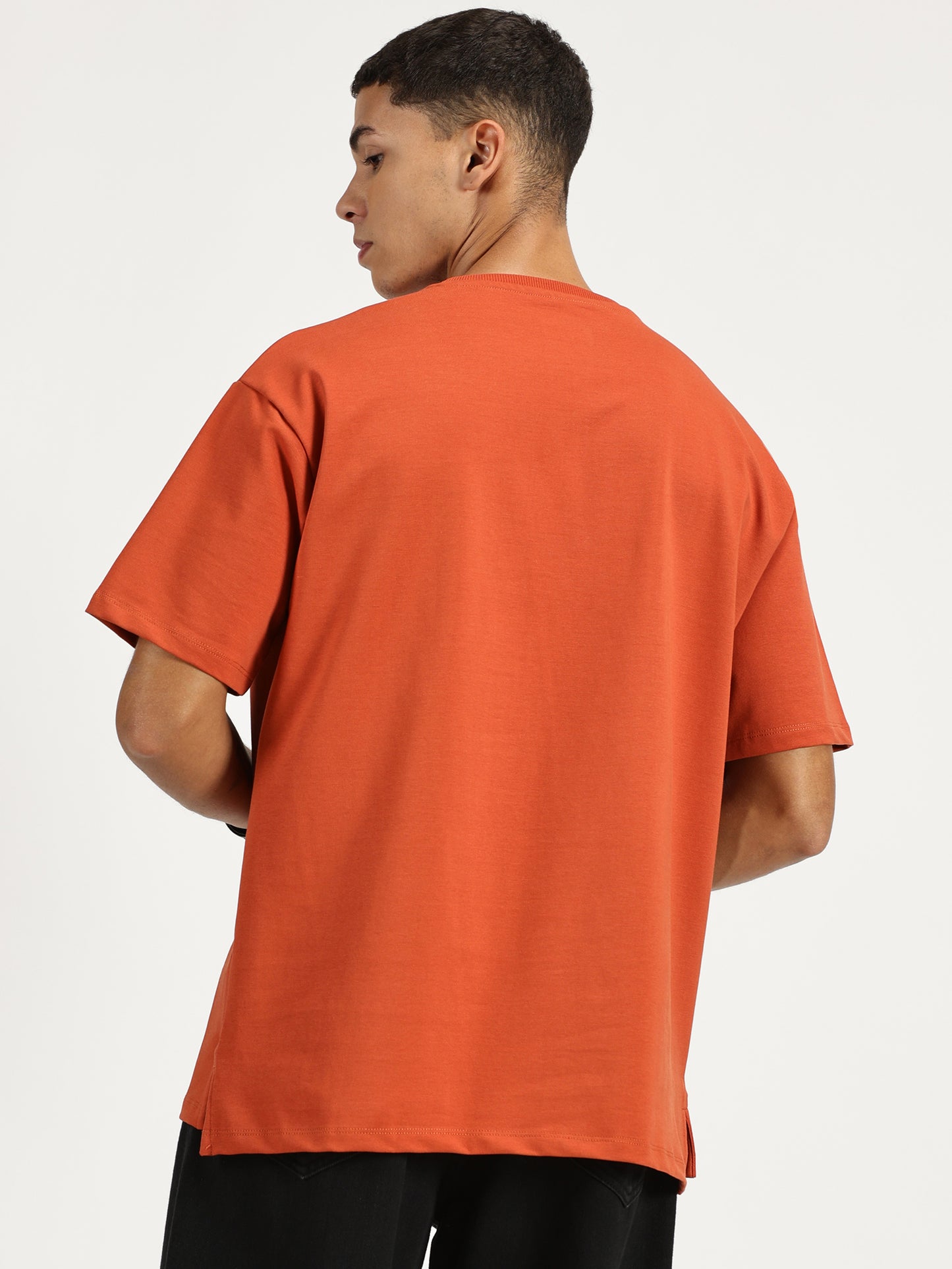 SOLID ORANGE OVERSIZED TSHIRT WITH POCKET