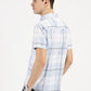 BLUE CHECKERED CLASSIC COLLAR HALF SLEEVE SHIRT