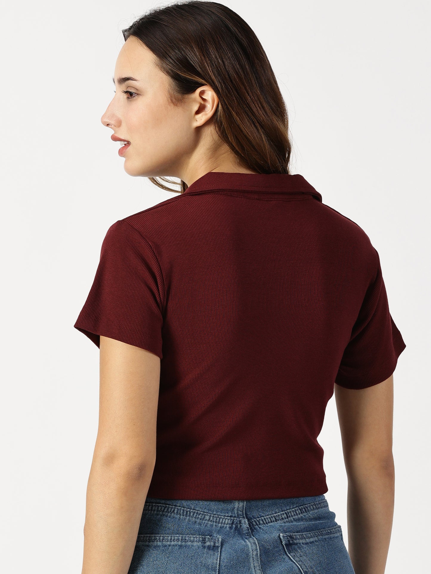 STRETCHABLE POLO CROP TOP