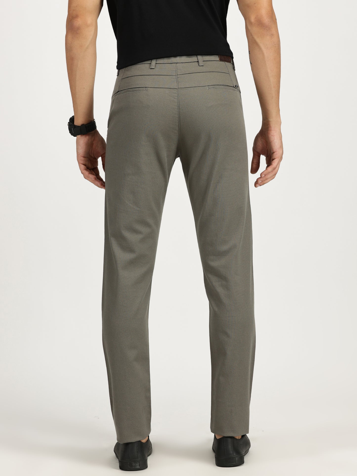 MEN'S MEDIUM GREY REGULAR FIT TROUSER WITH STRAIGHT POCKET