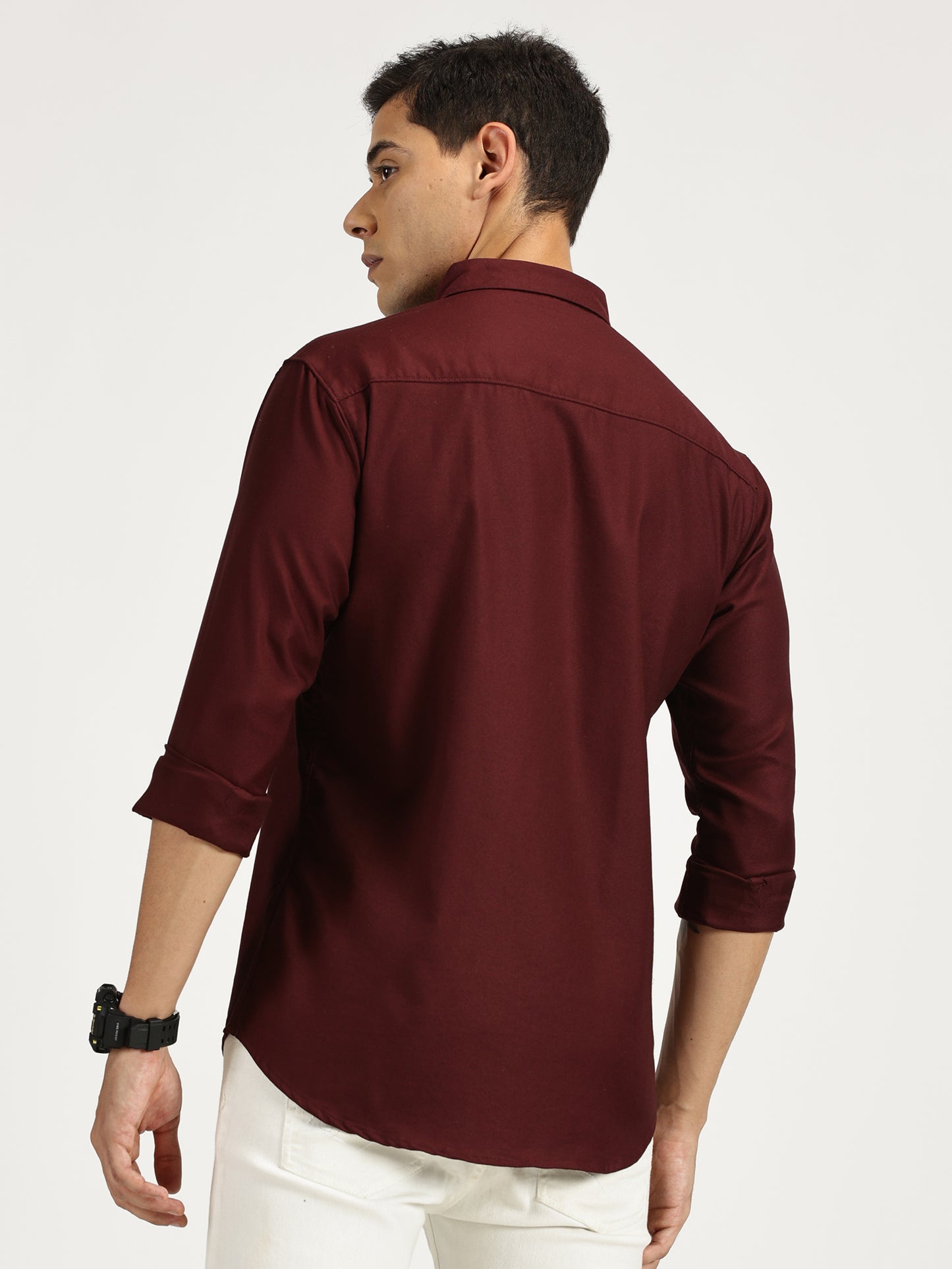 MAROON SOLID CLASSIC COLLAR FULL SLEEVE SHIRT