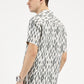 IKAAT PRINTED WHITE GREY CLASSIC COLLAR HALF SLEEVE OVERSIZE SHIRT