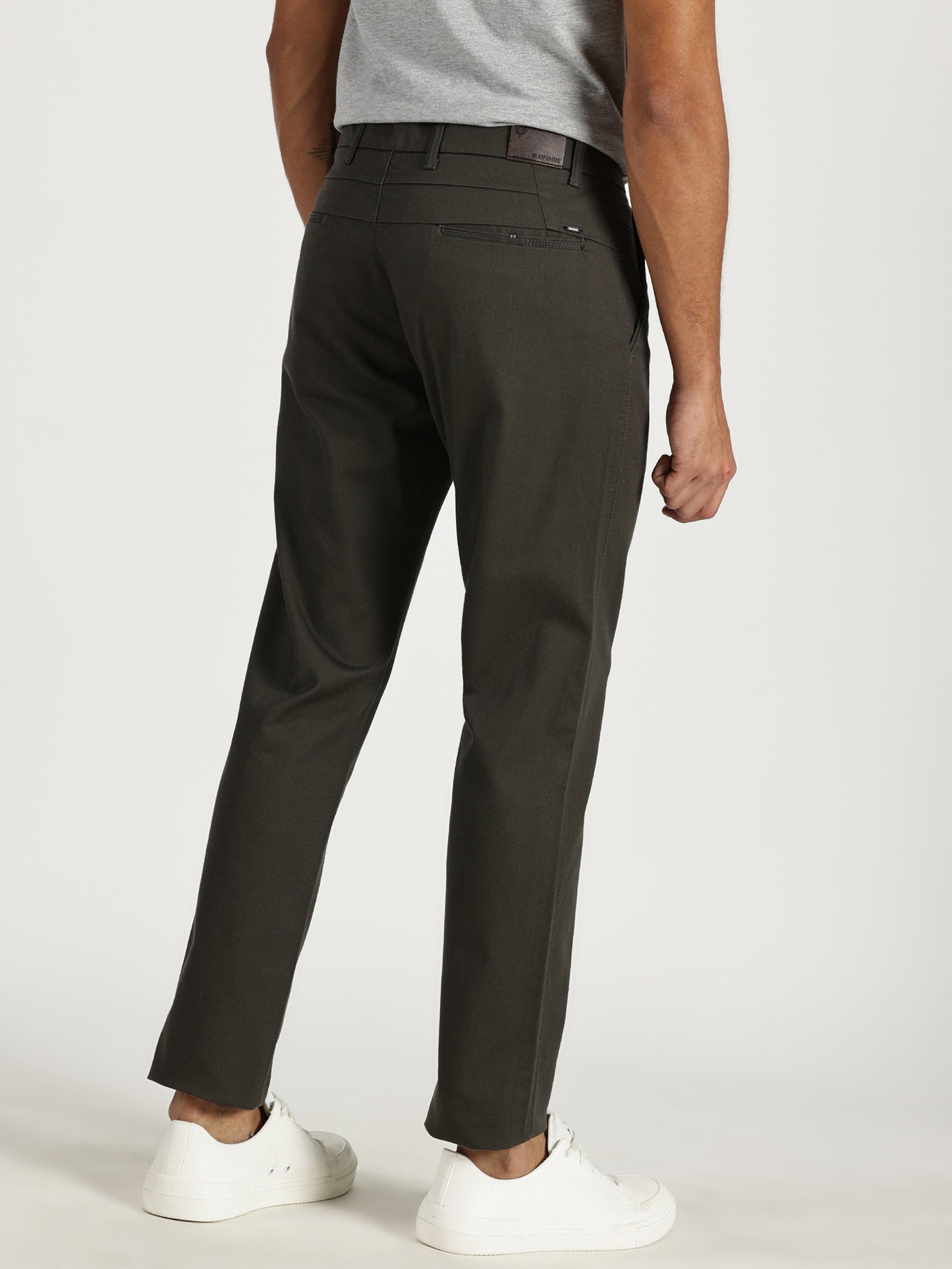 MEN'S DARK GREY REGULAR FIT TROUSER WITH CROSS POCKET