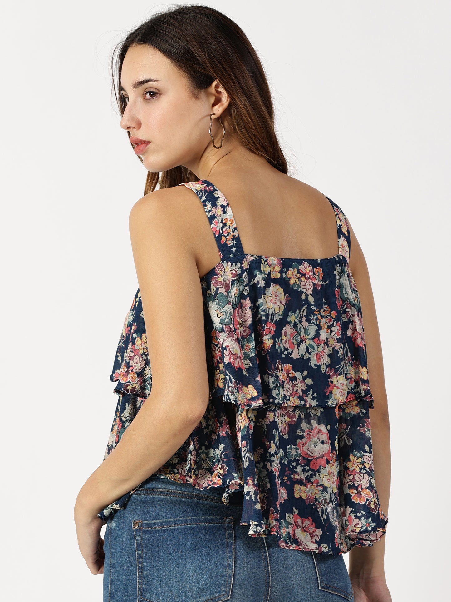 FLORAL PRINTED DOUBLE LAYERED TOP