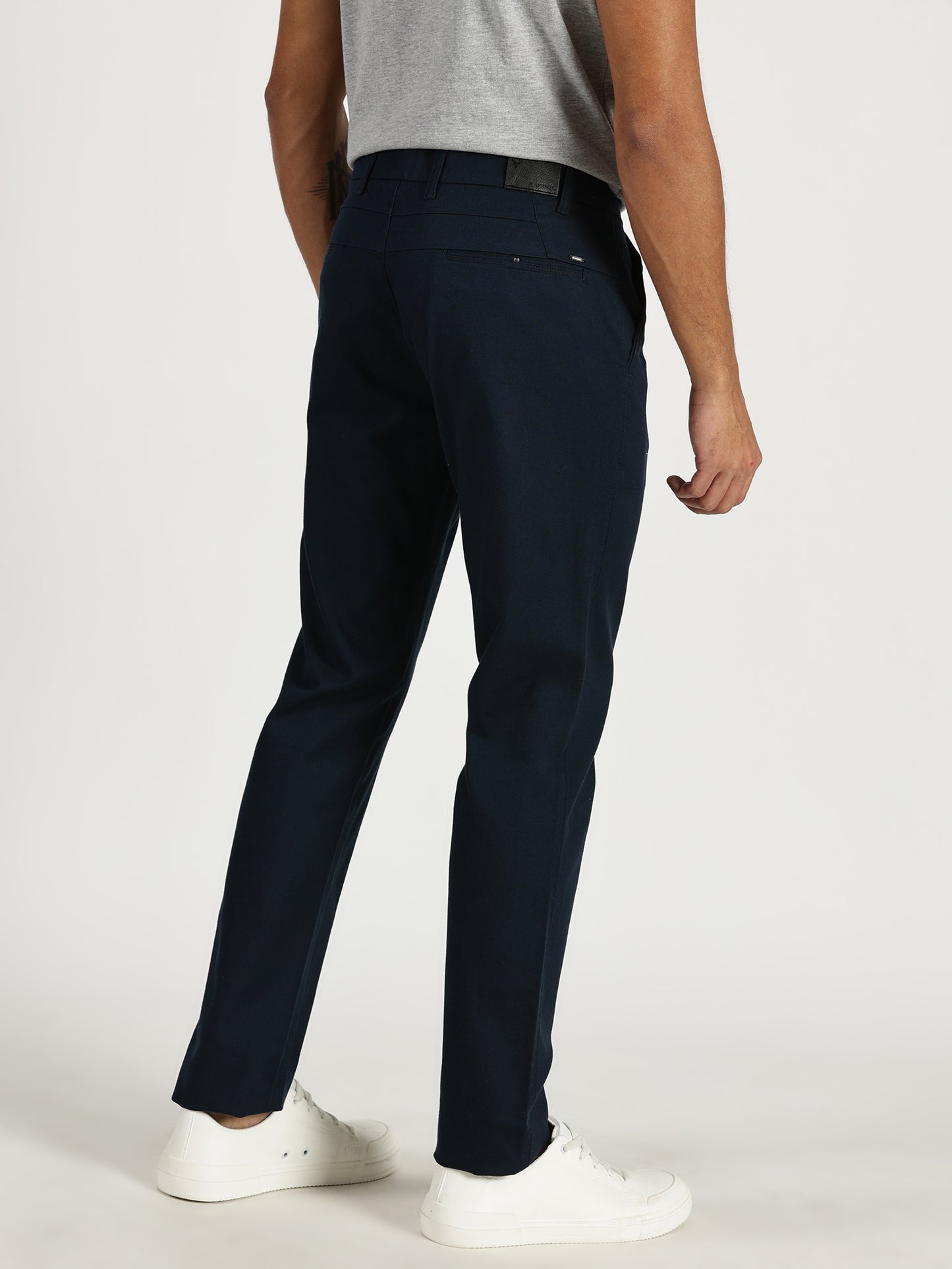 MEN'S  NAVY BLUE REGULAR FIT TROUSER WITH CROSS POCKET