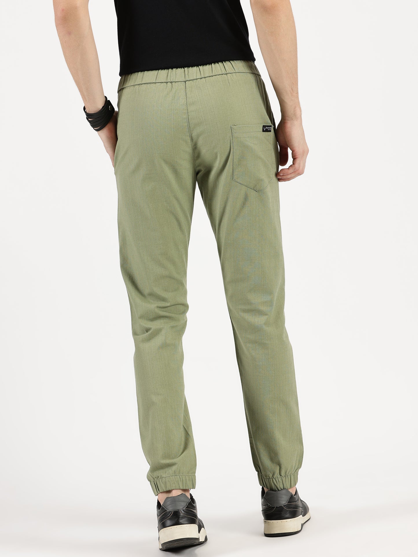 MEN'S TEXTILE JOGGERS OLIVE FULL LENGTH ELASTIC BOTTOM