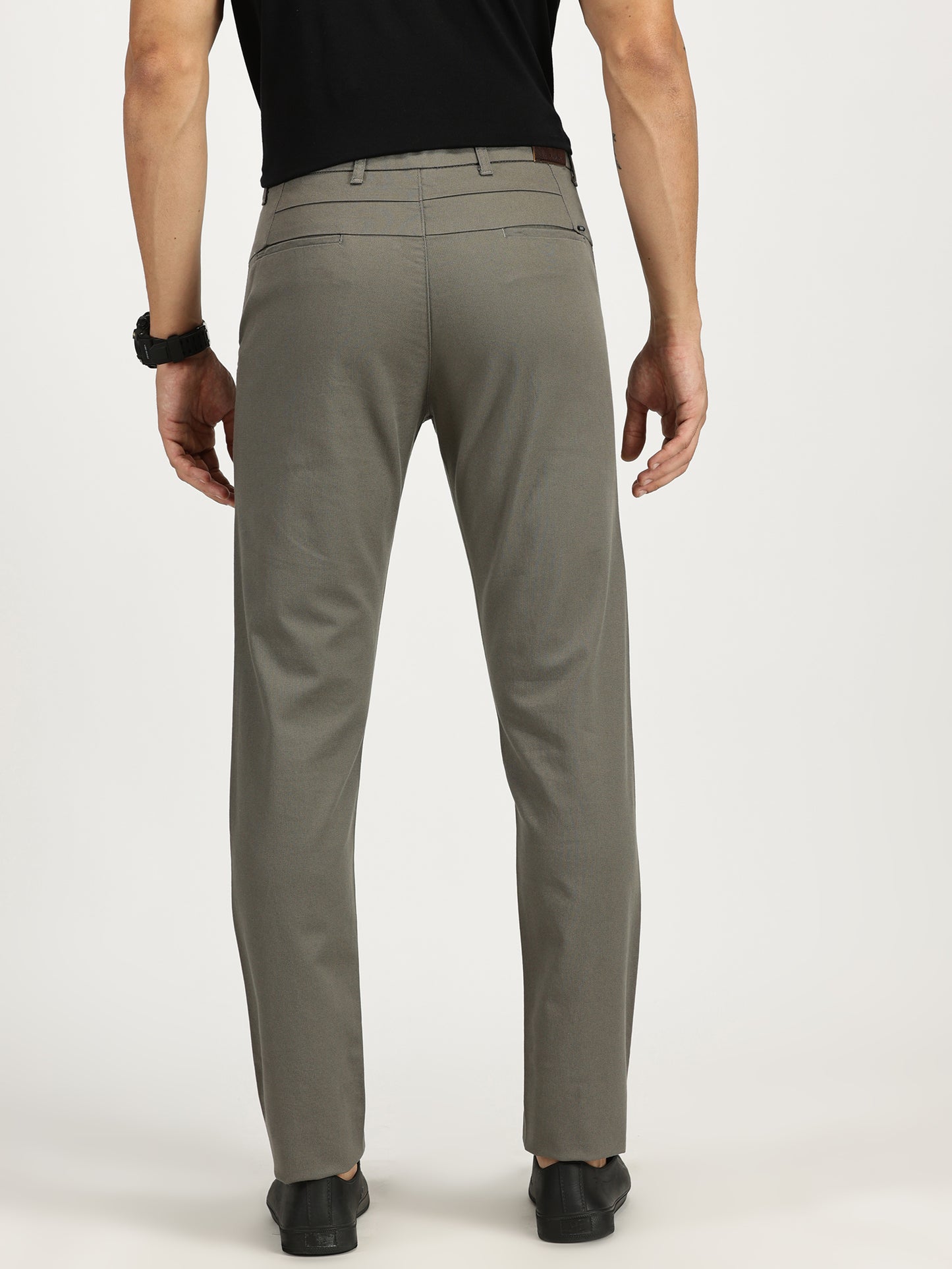 MEN'S MEDIUM GREY REGULAR FIT TROUSER WITH CROSS POCKET