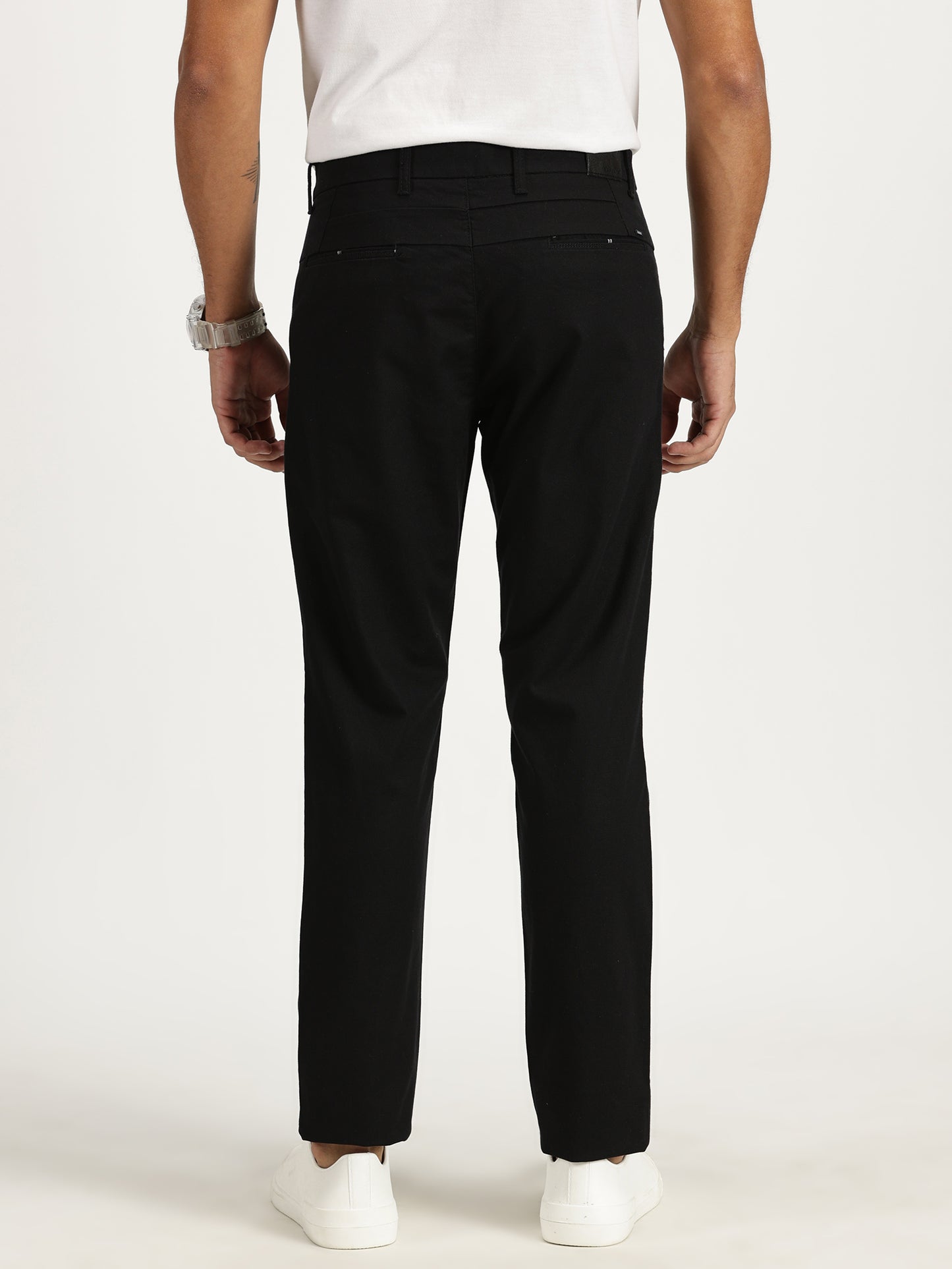 MEN'S BLACK REGULAR FIT TROUSER WITH CROSS POCKET