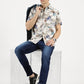 ABSTRACT FLOWER PRINTED CLASSIC COLLAR HALF SLEEVE SHIRT