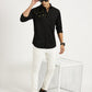 FLOWER EMBROIDERED BLACK CLASSIC COLLAR FULL SLEEVE SHIRT