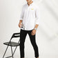 MOUSTACHE EMBROIDERED WHITE CLASSIC COLLAR FULL SLEEVE SHIRT