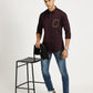 POCKET EMBROIDED PURPLE CLASSIC COLLAR FULL SLEEVE SHIRT