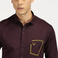 POCKET EMBROIDED PURPLE CLASSIC COLLAR FULL SLEEVE SHIRT