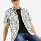 IKAAT PRINTED WHITE GREY CLASSIC COLLAR HALF SLEEVE OVERSIZE SHIRT